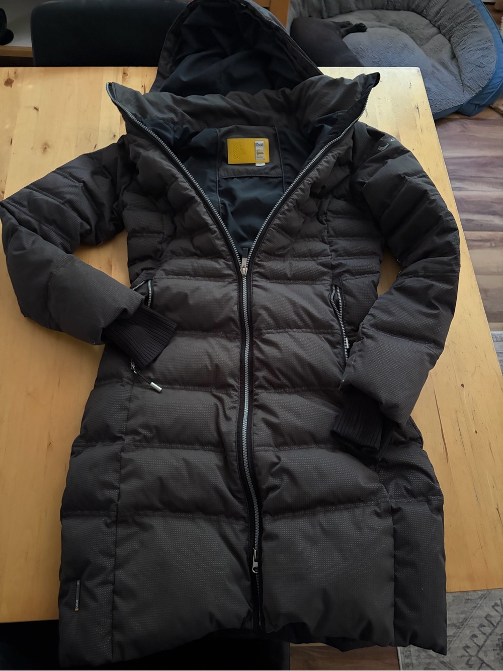 Lole Women's Long Hooded Puffer Coat - Dark Gray